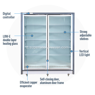 Supermercato Vertical 2 porte Freezer per alimenti surgelati